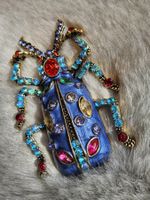 Grosse luxuriöse Email Strass bunte Käfer Brosche