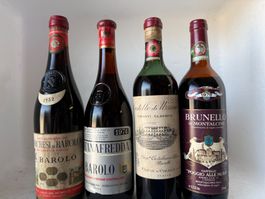 Barolo, Chianti Classico, Brunello 4 Flaschen vintage