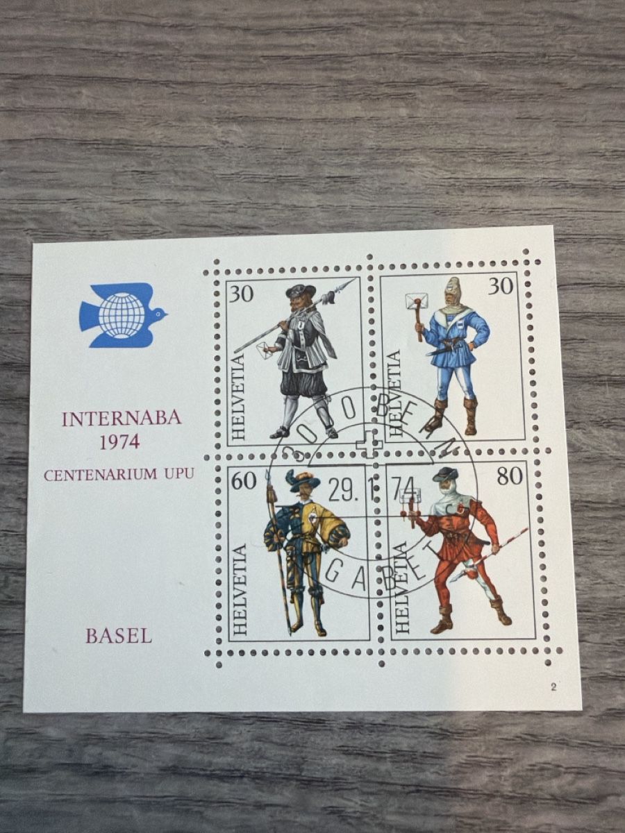 Tutti i francobolli: Briefmarkenblock INTERNABA 1974 CENTENARIUM UPU BASEL – Nuovo (secondo la descrizione) da Tafers venduto da Tschanz-Solutions