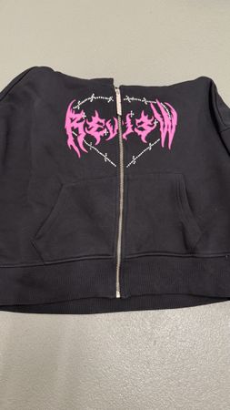 Review Hoodie schwarz mit pinkem Print Grösse S