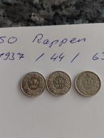 50 Rappen 1937 1944 1963 drei Stueck