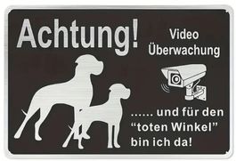 Aluschild Video Überwacht mit Hund (20x30cm)