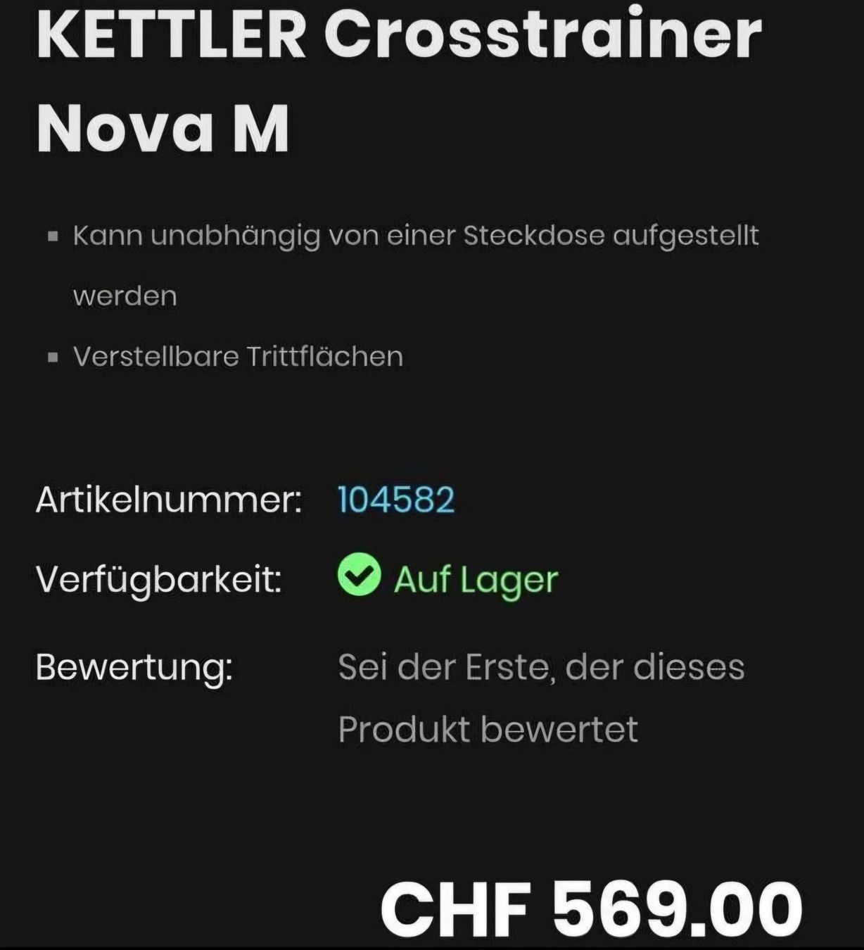 Kettler Hometrainer: KETTLER Crosstrainer Nova M – Gebraucht aus Russikon von Primo 6