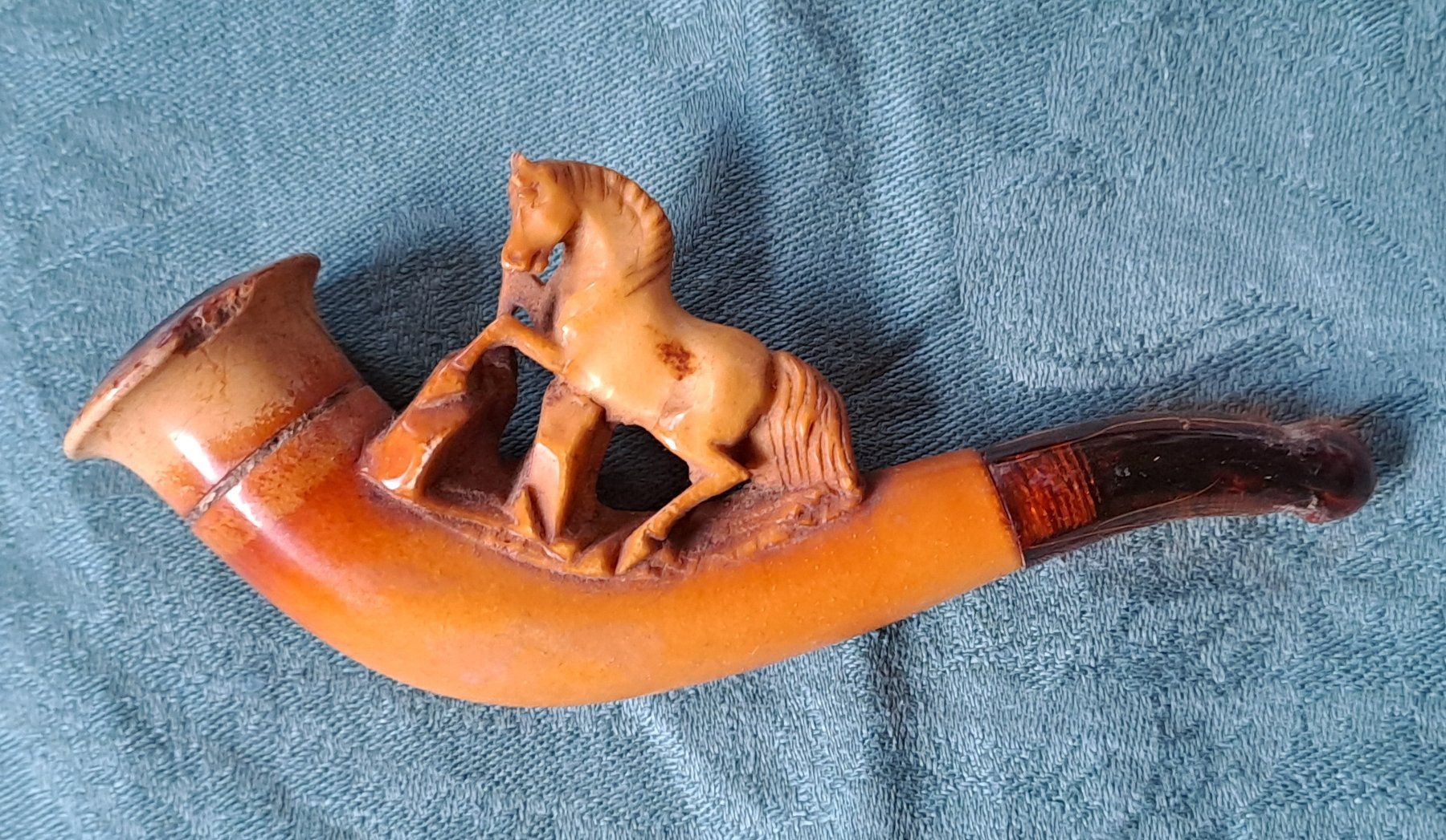 Tabakpfeifen & Zubehör: Antike Meerschaumpfeife mit Pferd, Bernstein – Gebraucht aus Trogen von Limboo 1