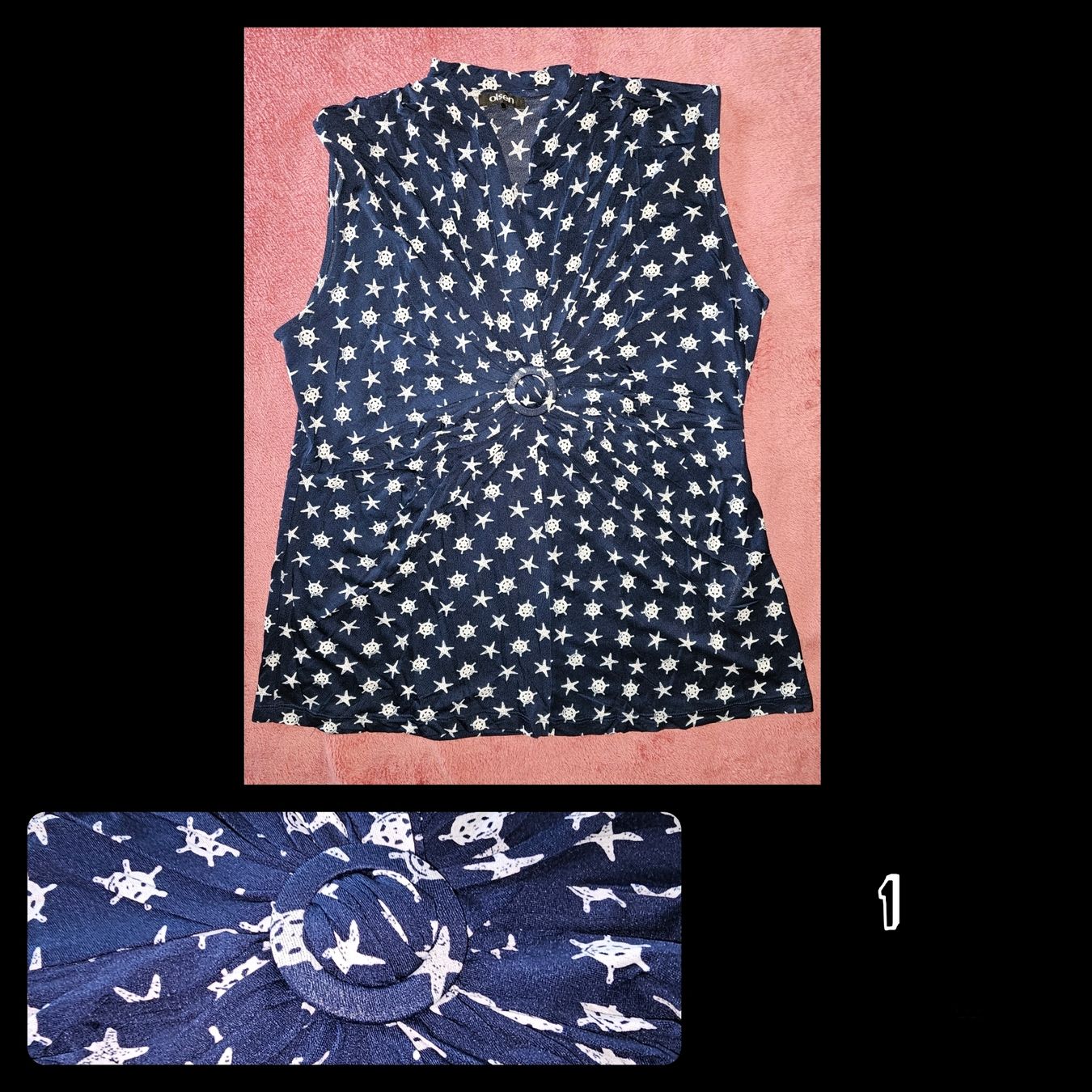 Tops: Top, dunkelblau, Anker & Seesterne, 44, NEU – Neu (gemäss Beschreibung) aus Heiden von Taronia