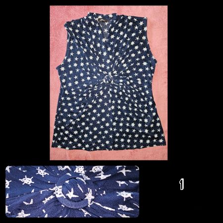 Top, dunkelblau, Anker & Seesterne, 44, NEU