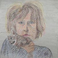 Zeichnung: Girl with cat