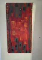 Abstraktes Wandbild rot schwarz 40 mal 80 cm gebraucht