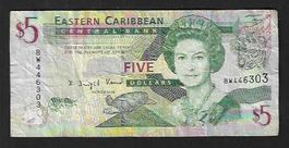 Eastern Caribbean  5  Dollars  Gebraucht