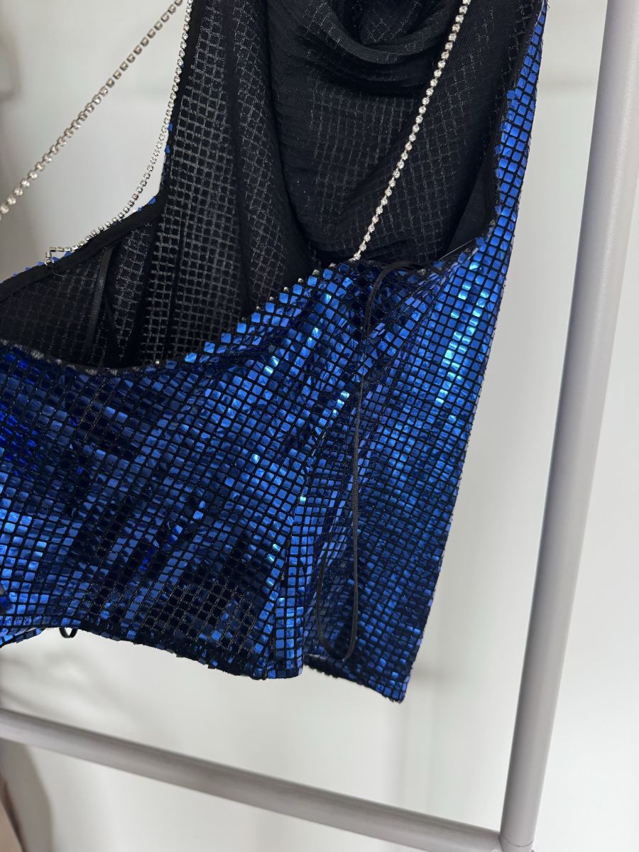 Zara Tops: Zara Metallic Blue Party Top mit open-back – Gebraucht aus Zürich von di_archive 4