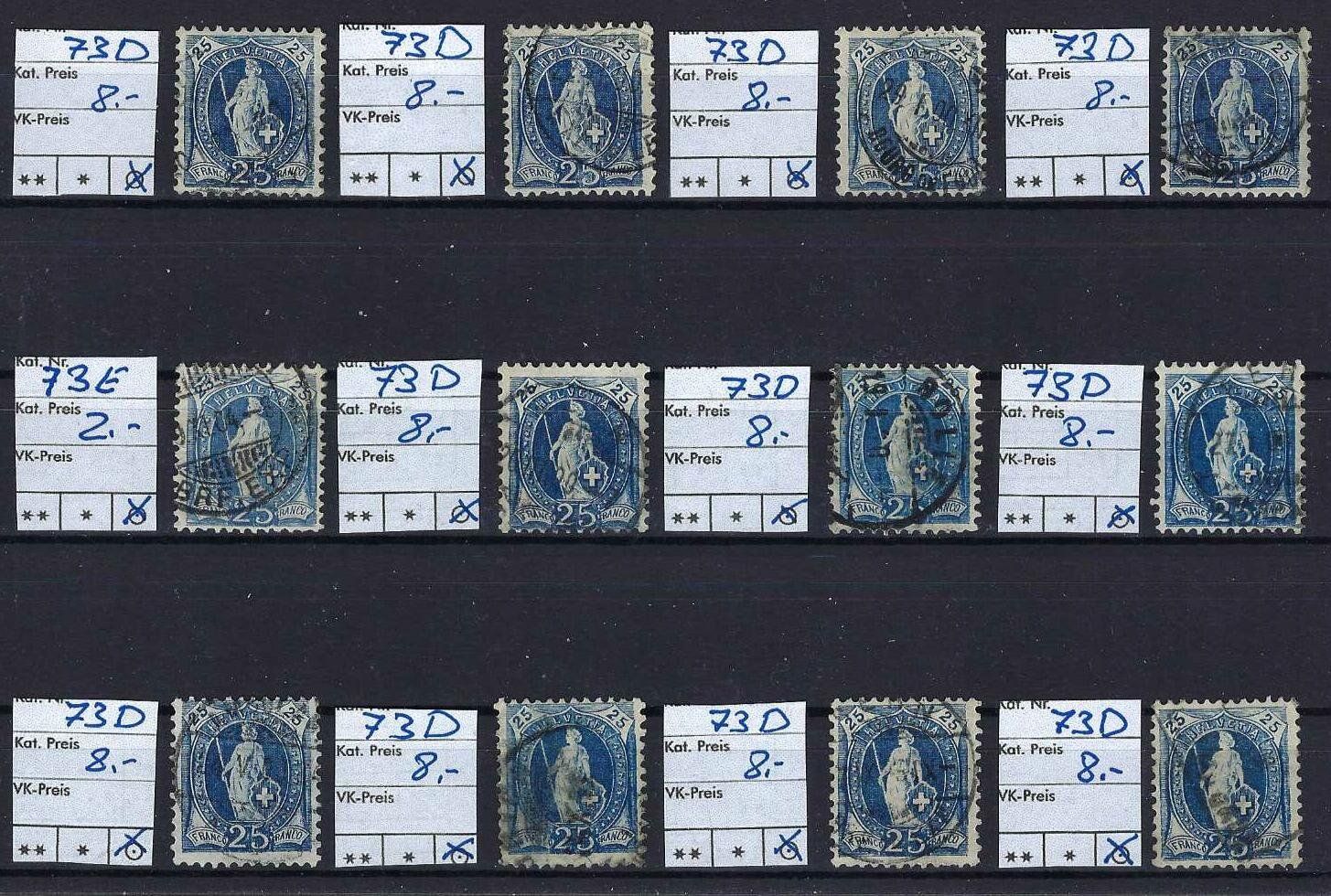 Tutti i francobolli: Stehende Helvetia 73D gest. SBK 96.- – Usato da Hitzkirch venduto da walti1959