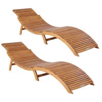 FSC® 2x Sonnenliege Klappbar Holz 320Kg Belastbar Tragegriff
