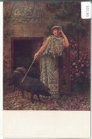 Modische Dame Femme mit Schweine