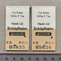 Hasle LU - Schüpfheim, 2 Bahnbillette, Nr. 5825 & 5826