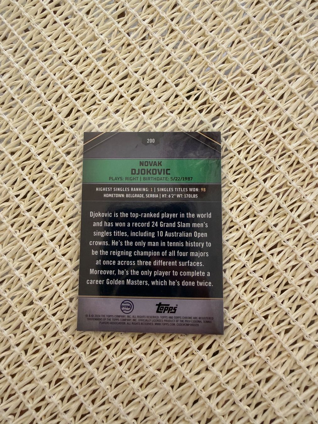 Topps Carte collezionabili: Novak Djokovic – Usato da Champagne venduto da kev_b2tb 1