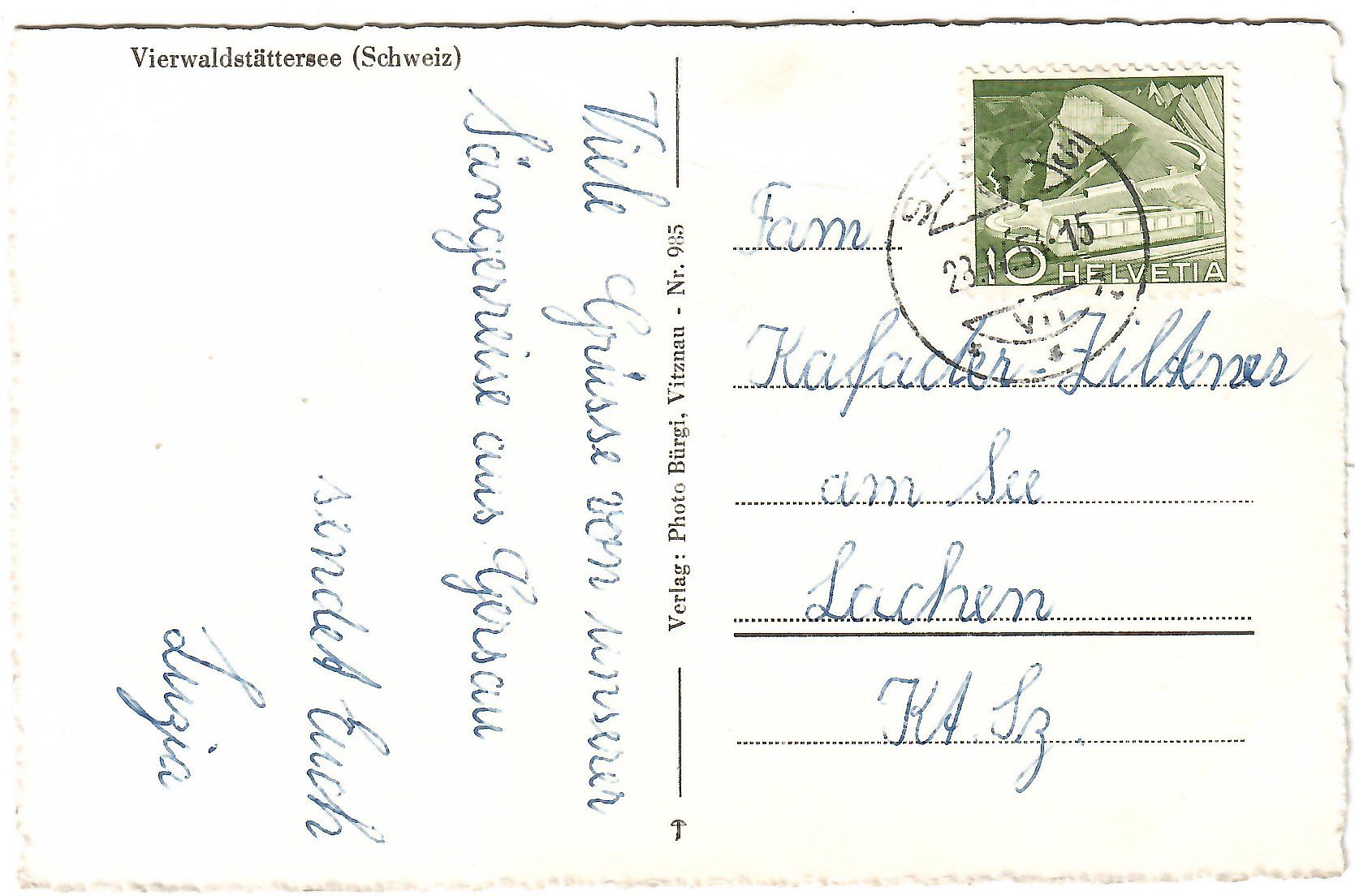 Cartoline postali: Ansichtskarte  Autofähre  Gersau - Beckenried – Usato da Kerns venduto da etma3 1