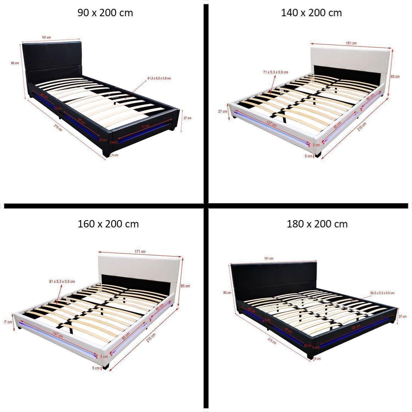 Letti: 16094 - LED Bett 180x200 ASTEROID - WEISS – Nuovo e nell'imballaggio originale da Wallenwil venduto da toesstal-vertrieb 4