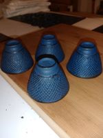4er Set blaue Teeschalen aus Gusseisen, Japan Tee Tassen