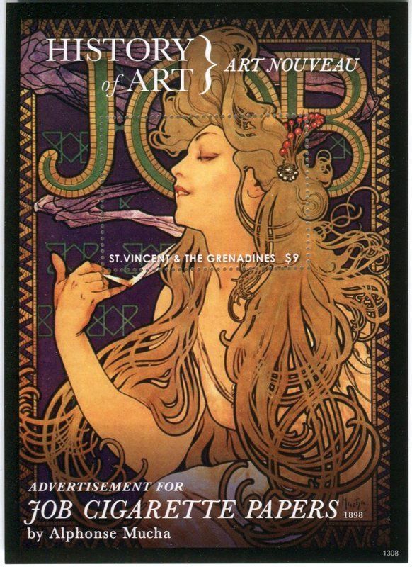 Tous les timbres: Block "Malerei. Alfons Mucha". St. Vincent – Neuf avec emballage d'origine à Basel par Butsch5