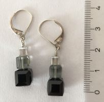 Boucles oreilles Ag & Swa. noir gris Cub / Ohrstecker Silber