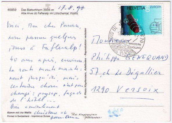 Cartoline postali: Fafleralp - Bietschhorn – Usato da Binningen venduto da Mountainrider 1