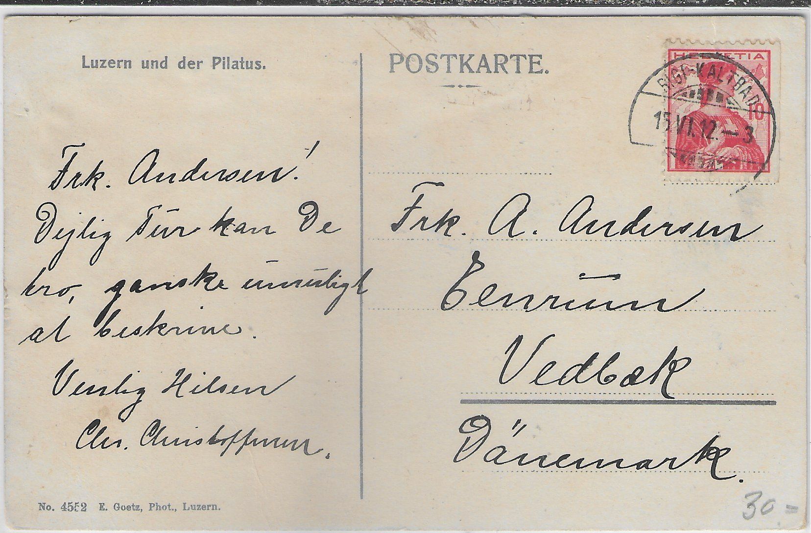 Cartoline postali: Luzern und der Pilatus - Dampfschiff – Usato da Ettingen venduto da Kartenplanet 1
