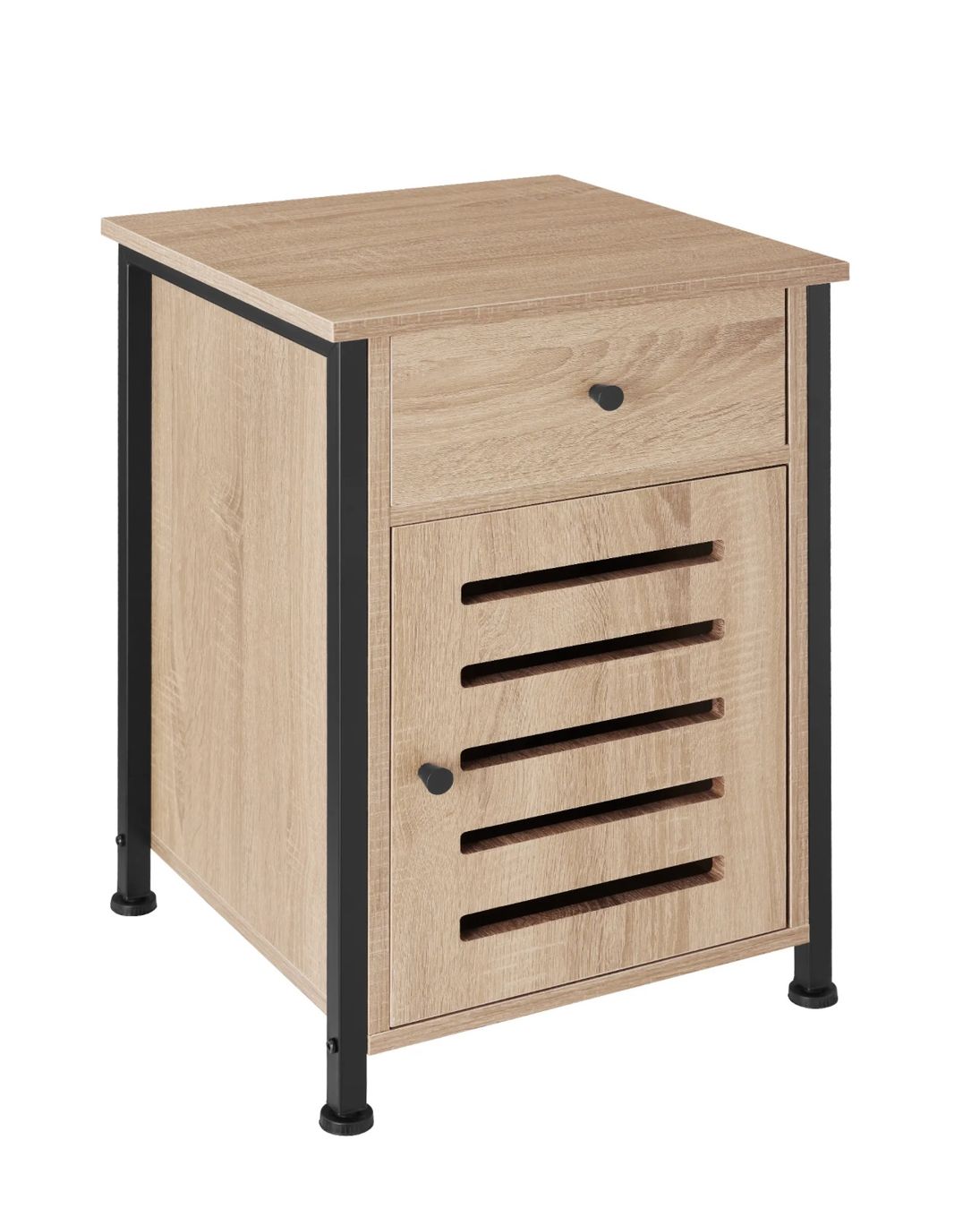 Comodini: neuer Nachttisch Industrial Holz hell, Eiche Sonoma – Nuovo e nell'imballaggio originale da Necker venduto da liq24 2