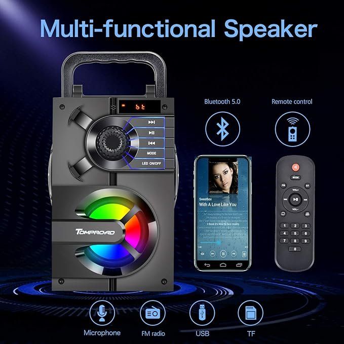 LED Tragbare Bluetooth Box mit Subwoofer kabellos Stereo FM (Neu ...