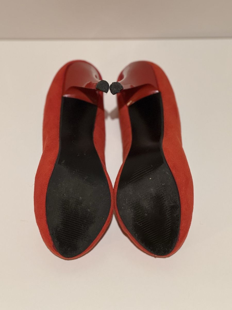 Damenschuhe: Rote Plateauschuhe, Wildlederoptik – Gebraucht aus Glattpark von Kleider_shop 1