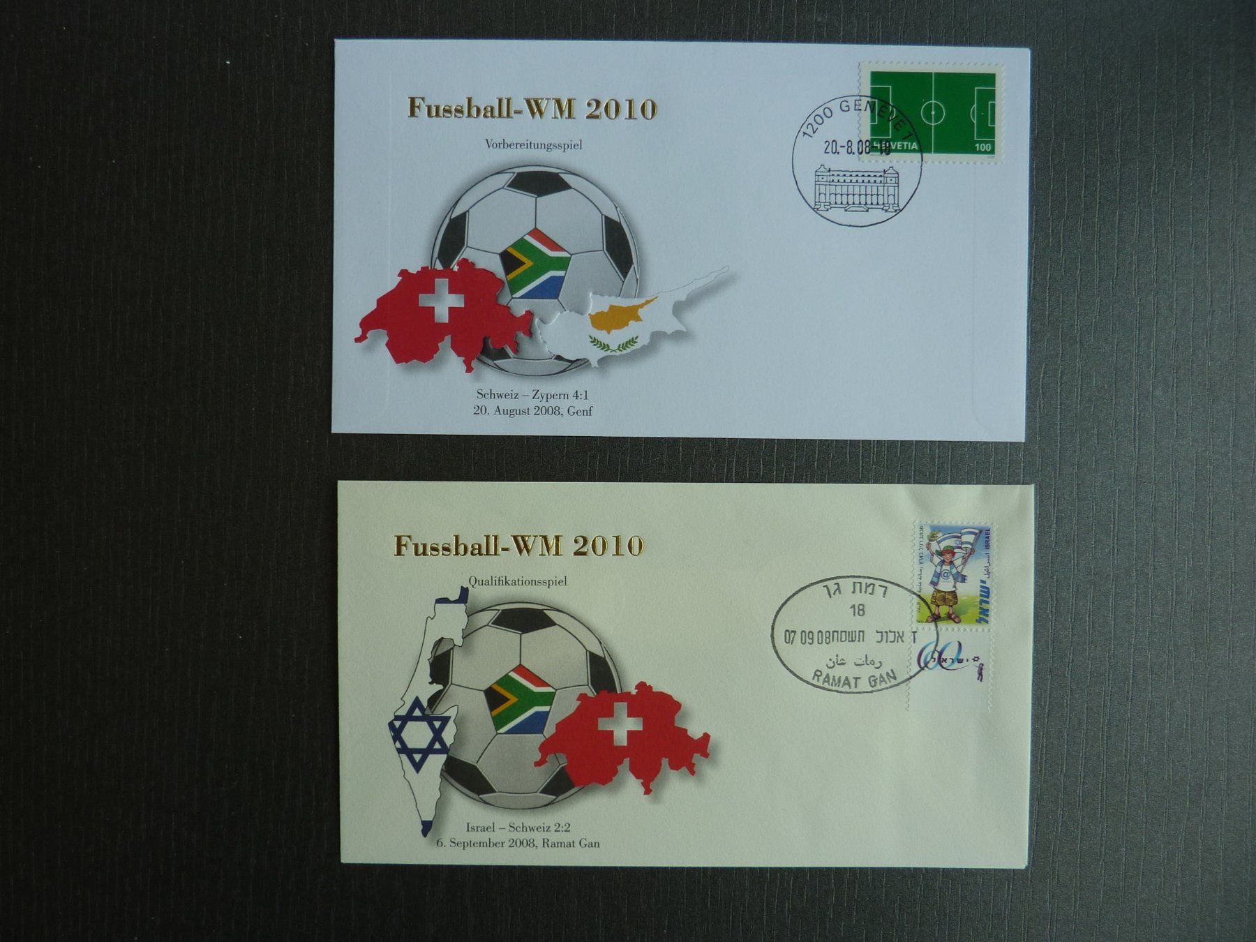 Tutti i francobolli: 2 Briefe  "Fussball WM 2010"   Fr. 1.-- – Nuovo (secondo la descrizione) da Zürich venduto da Aetna14