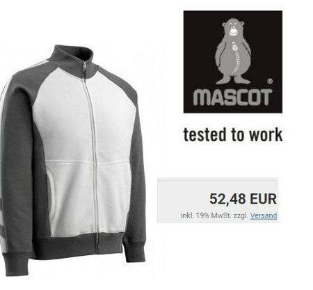 Mascot Sweatshirt Reissverschluss Gr. S