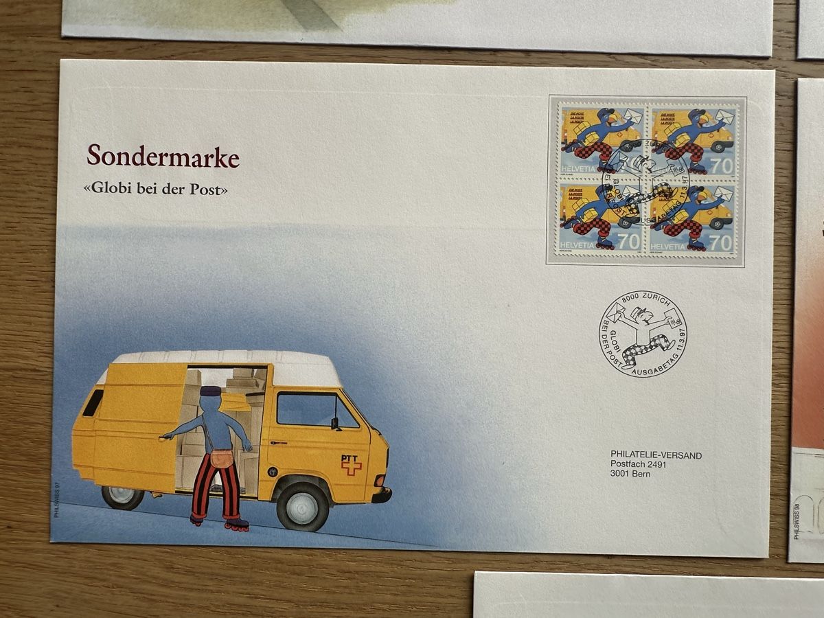 Tutti i francobolli: Schweiz - 5 FDC im Grossformat mit illustriertem Couvert sel – Usato da Schmitten / FR venduto da Samsara169 3