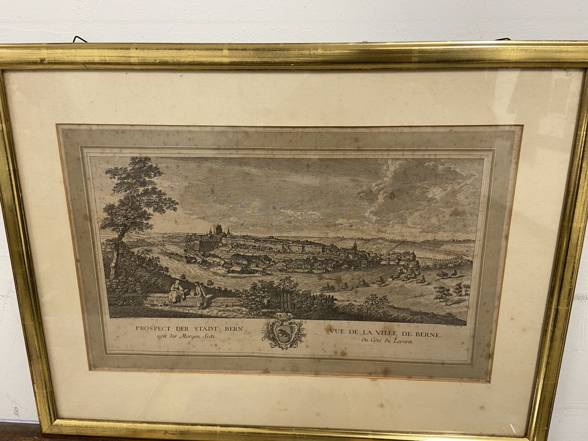 Incisioni: Antiker Stich "Prospect der Stadt Bern" gerahmt – Usato da Dietikon venduto da brocki-eyra