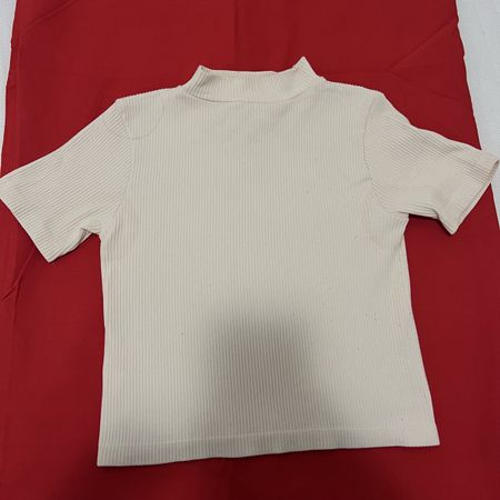 Pull&Bear Shirt XS, Top mit Stehkragen, Elfenbein