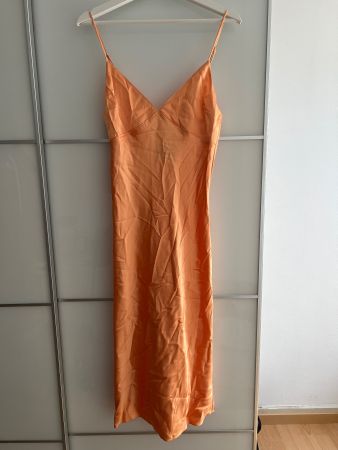 Cocktailkleid/ festliches Kleid, orange floral, Grösse S