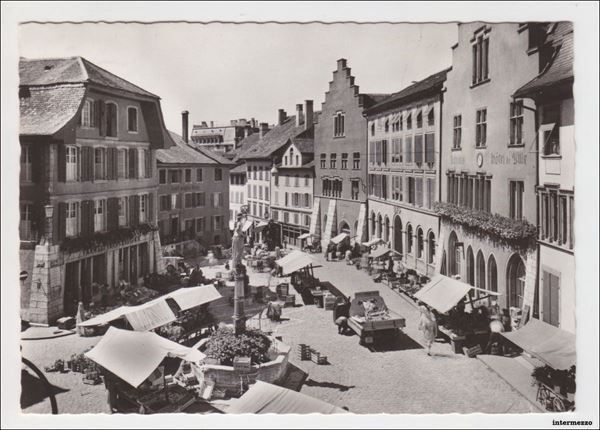 Cartoline postali: Biel Bienne // Rue du Bourg // Markt – Antico da Basel venduto da intermezzo12