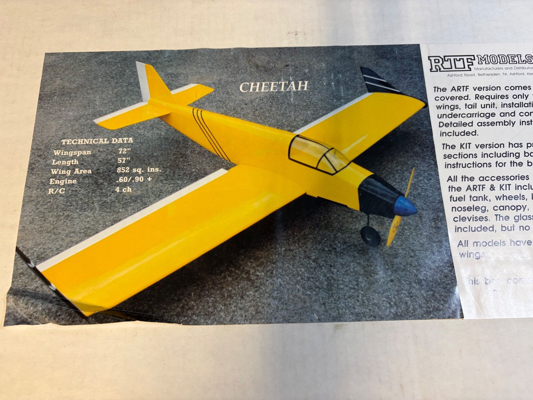 Modellismo RC: RC Modellflugzeug "Cheetah" Bausatz, unbenutzt – Usato da Glattbrugg venduto da Olio7 5