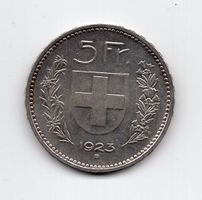 (1200) Schweiz, 5 Franken 1923, Tell, Super, stgl