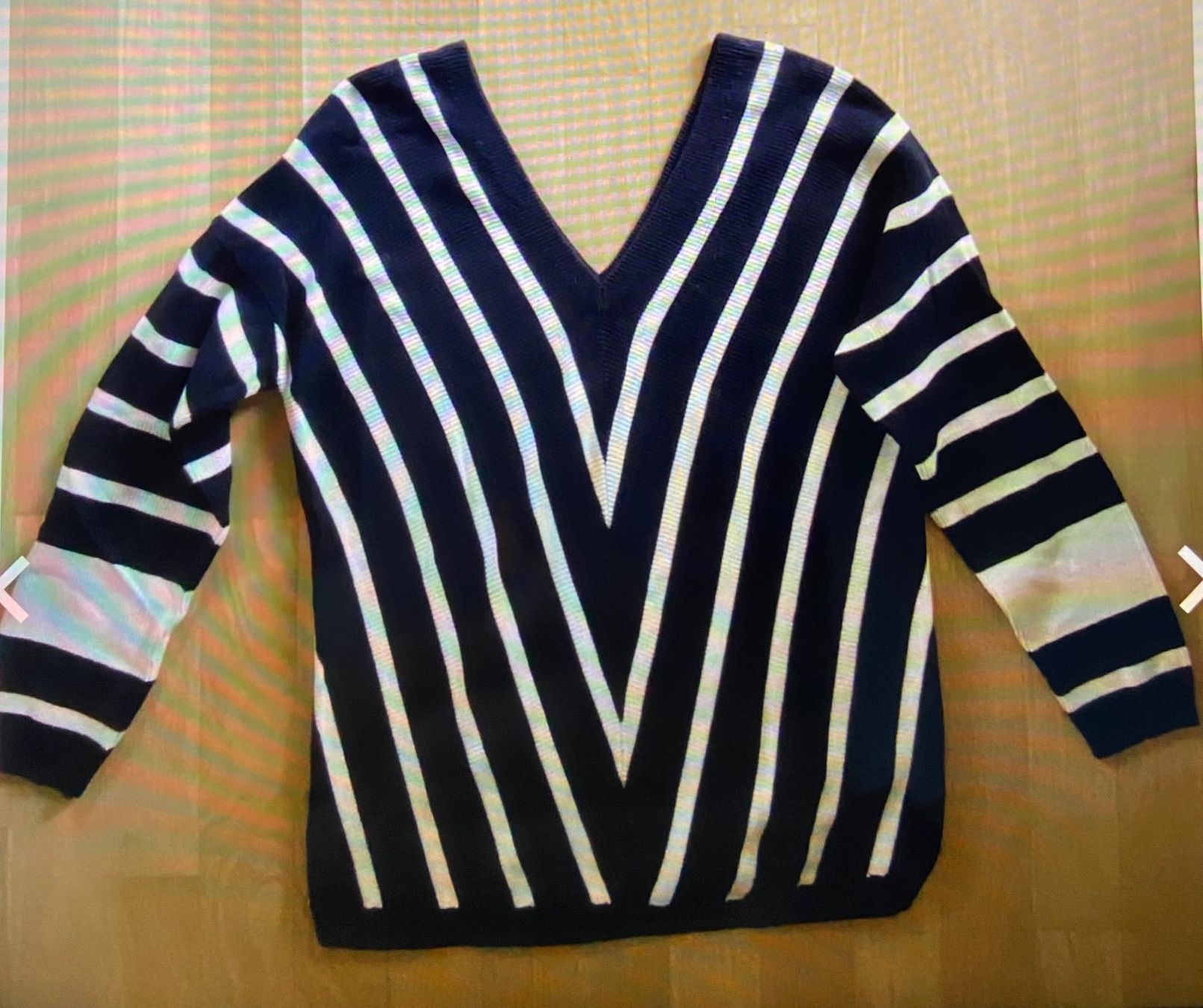 Kookai Pullover & Sweatshirts: KOOKAI Pull maille rayé marine/blanc col V t.L – Neu (gemäss Beschreibung) aus Genève von kik_8jd6 3