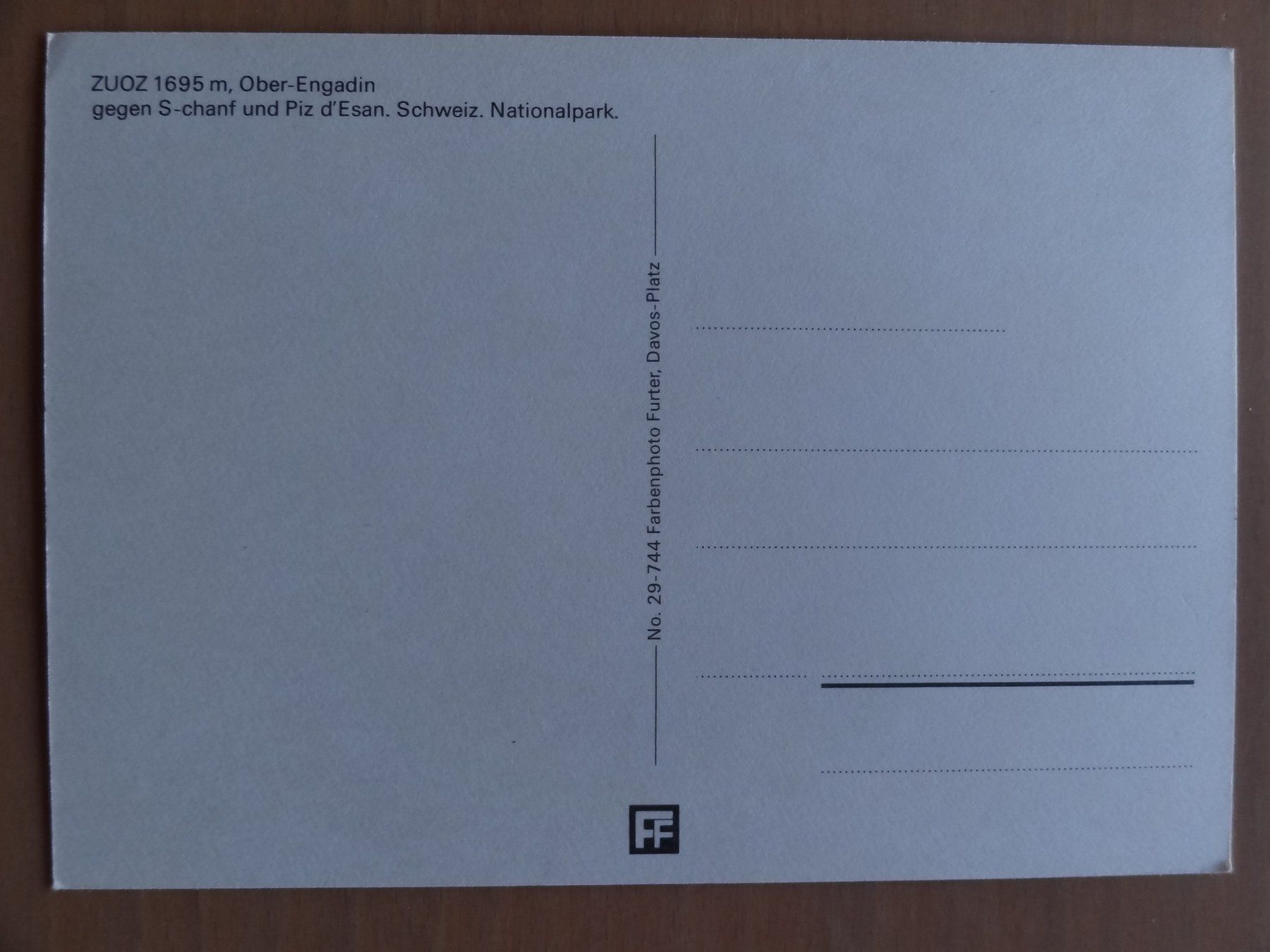 Cartoline postali: ZUOZ, Ober-Engadin, Grisons – Usato da St Léonard venduto da Riglin 1