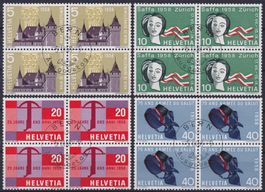 1958, Serie Viererblöcke 334-337, Ersttag deutsch