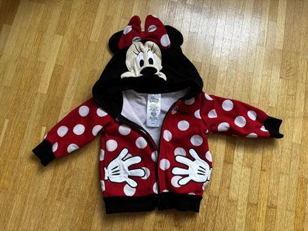 Sweat Minnie Mouse Disney bébé rouge pois blanc taille 6-12m