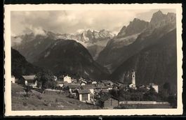 Soglio, Ortsansicht mit Bondascagruppe