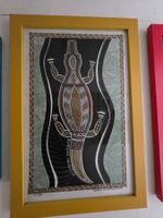 Bild Aboriginal Art Krokodil gerahmt gelber Holzrahmen