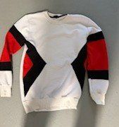 Sweatshirt (Weiss/Schwarz/Rot, Color‑Block Design)