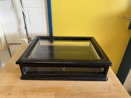 Sammelvitrine Holz schwarz mit Glasdeckel 