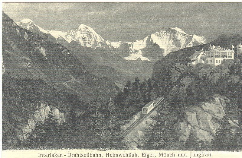 Cartoline postali: Interlaken - Seilbahn Heimwehhfluh c1910 – Usato da Emmenbrücke venduto da teestube