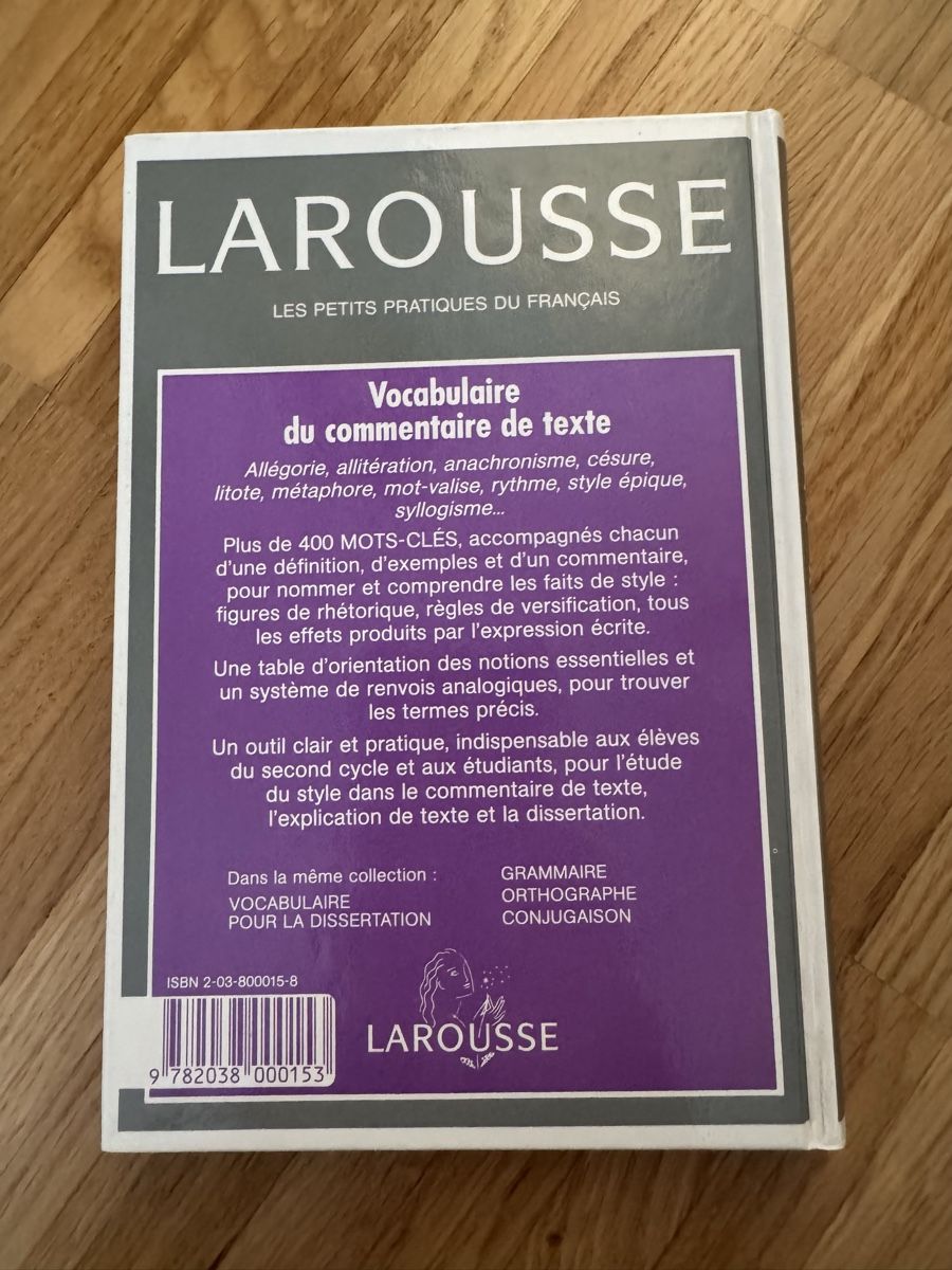 Libri: Vocabulaire du commentaire de texte Larousse – Usato da Meyrin venduto da mai_pl7s 1