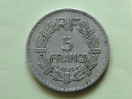 5 Francs France 1949 Lavrillier Aluminium