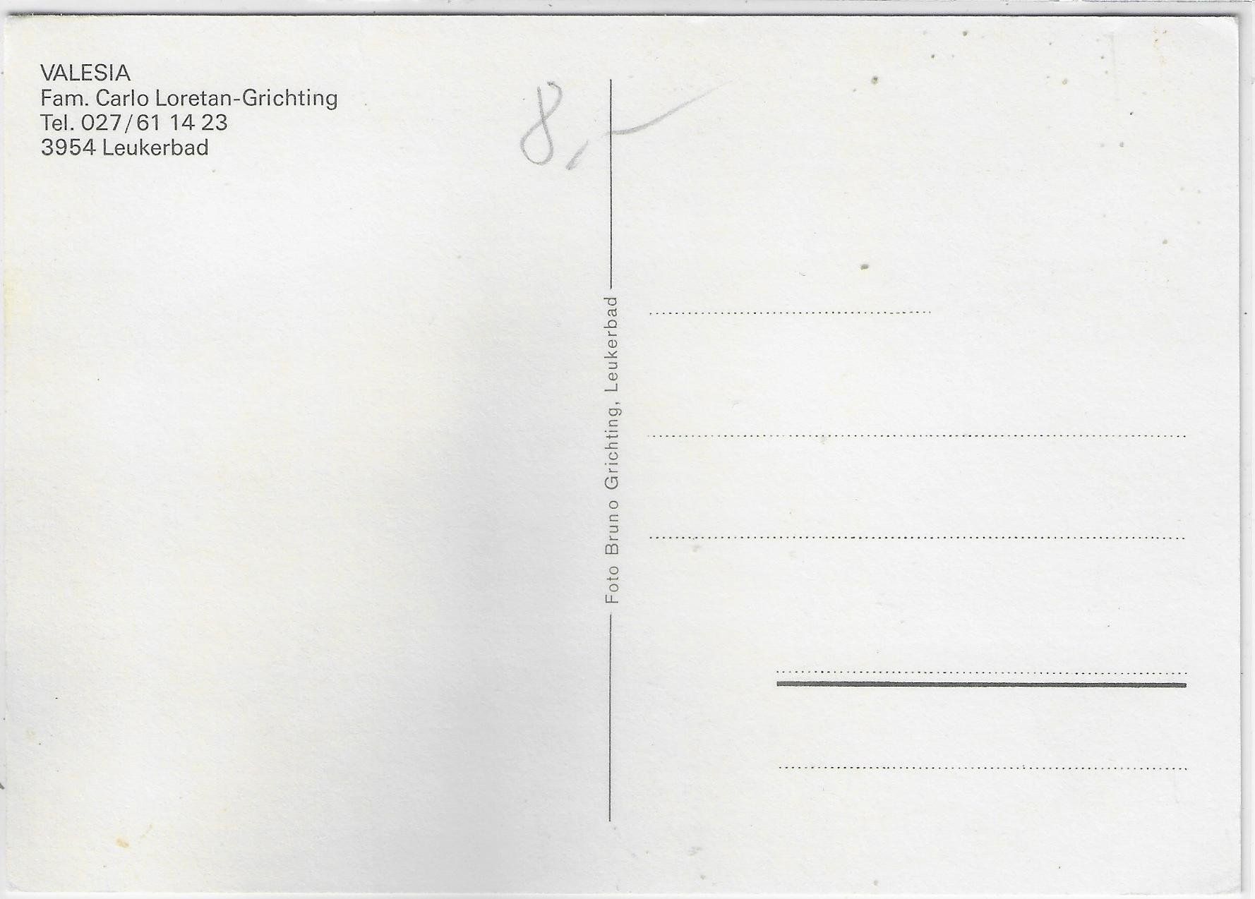 Cartoline postali: Pension Valesia - Leukerbad – Usato da Ettingen venduto da Kartenplanet 1